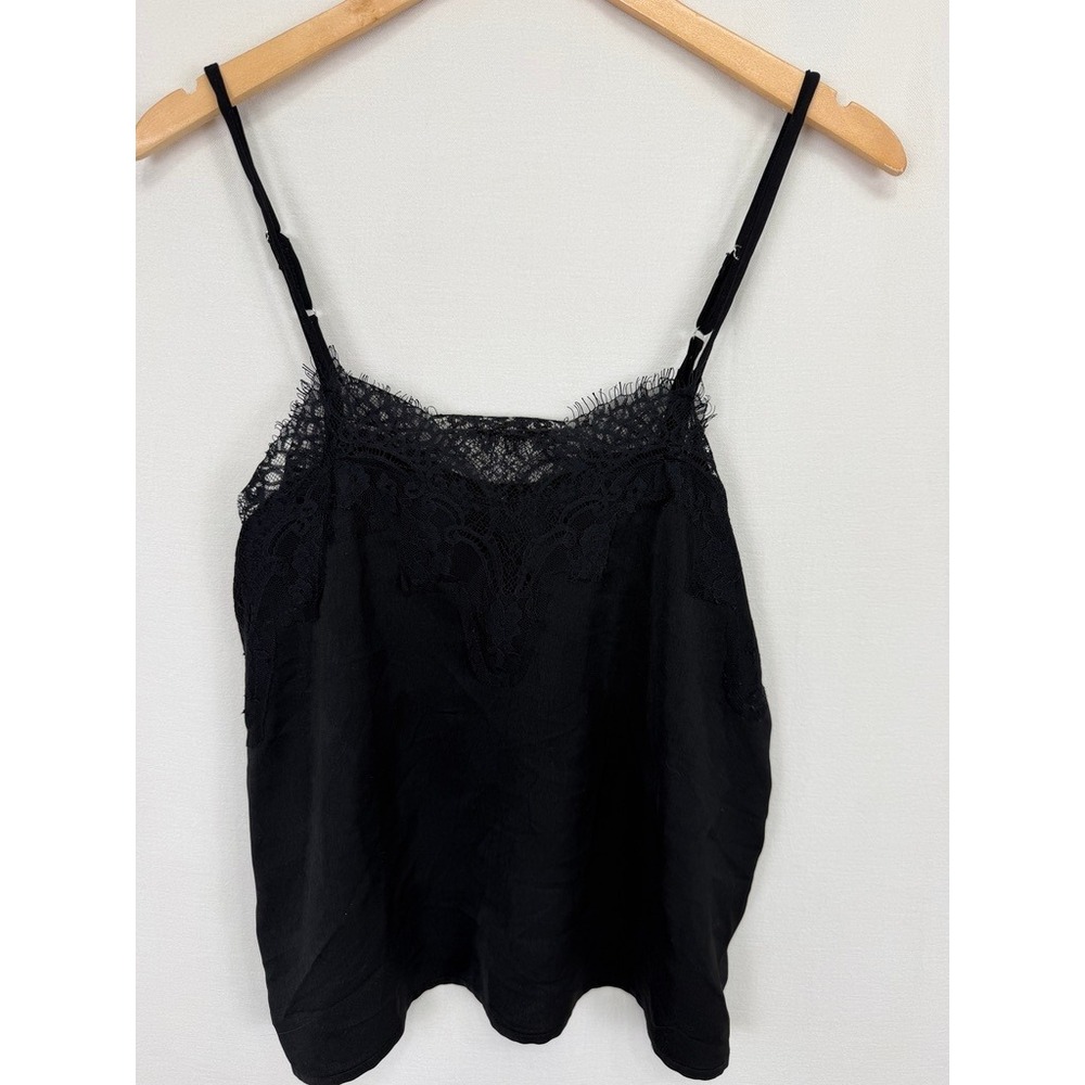 Lulus Black Lace Trim Camisole Tank Top Womens Medium ST1211A Adjustable Straps